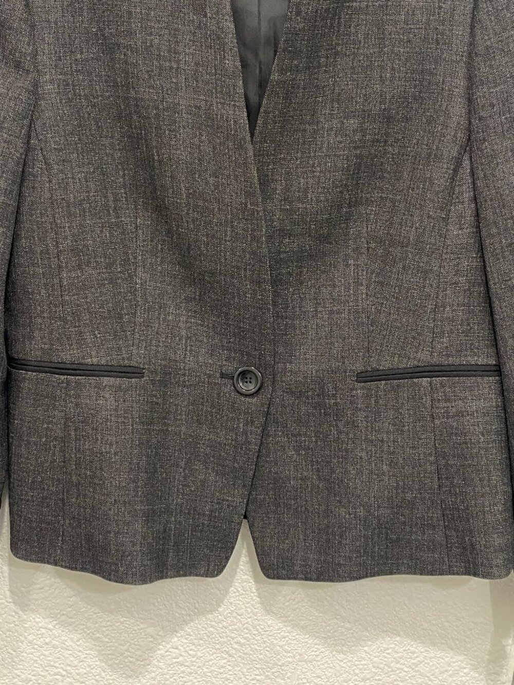 Black Label by Evan-Picone Open Notch Collarless Blazer Charcoal Gray NWT 16 - Picture 4 of 14